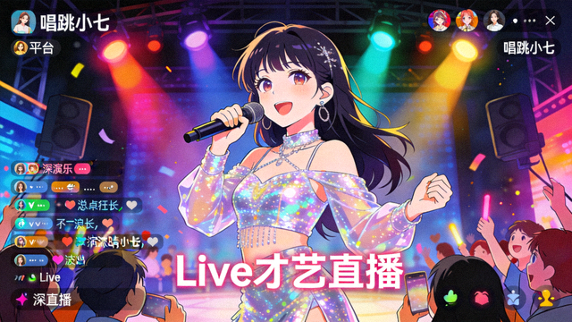 唱跳小七深夜唱跳Live才艺直播间画面