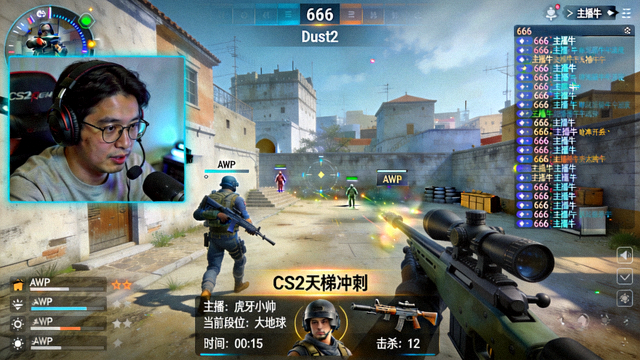 CS2天梯冲刺端游直播间画面