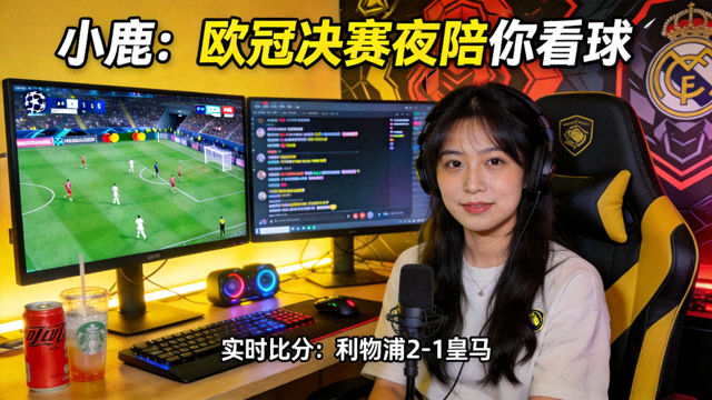 电竞小鹿主播欧冠决赛夜陪伴直播画面
