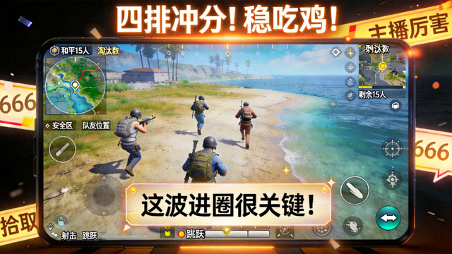 和平精英四排吃鸡手游直播间画面