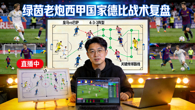绿茵老炮主播西甲国家德比战术复盘直播画面