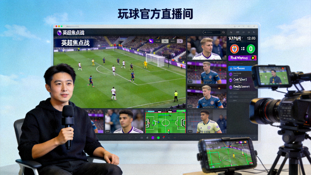 玩球官方直播间英超焦点战多视角解说直播画面